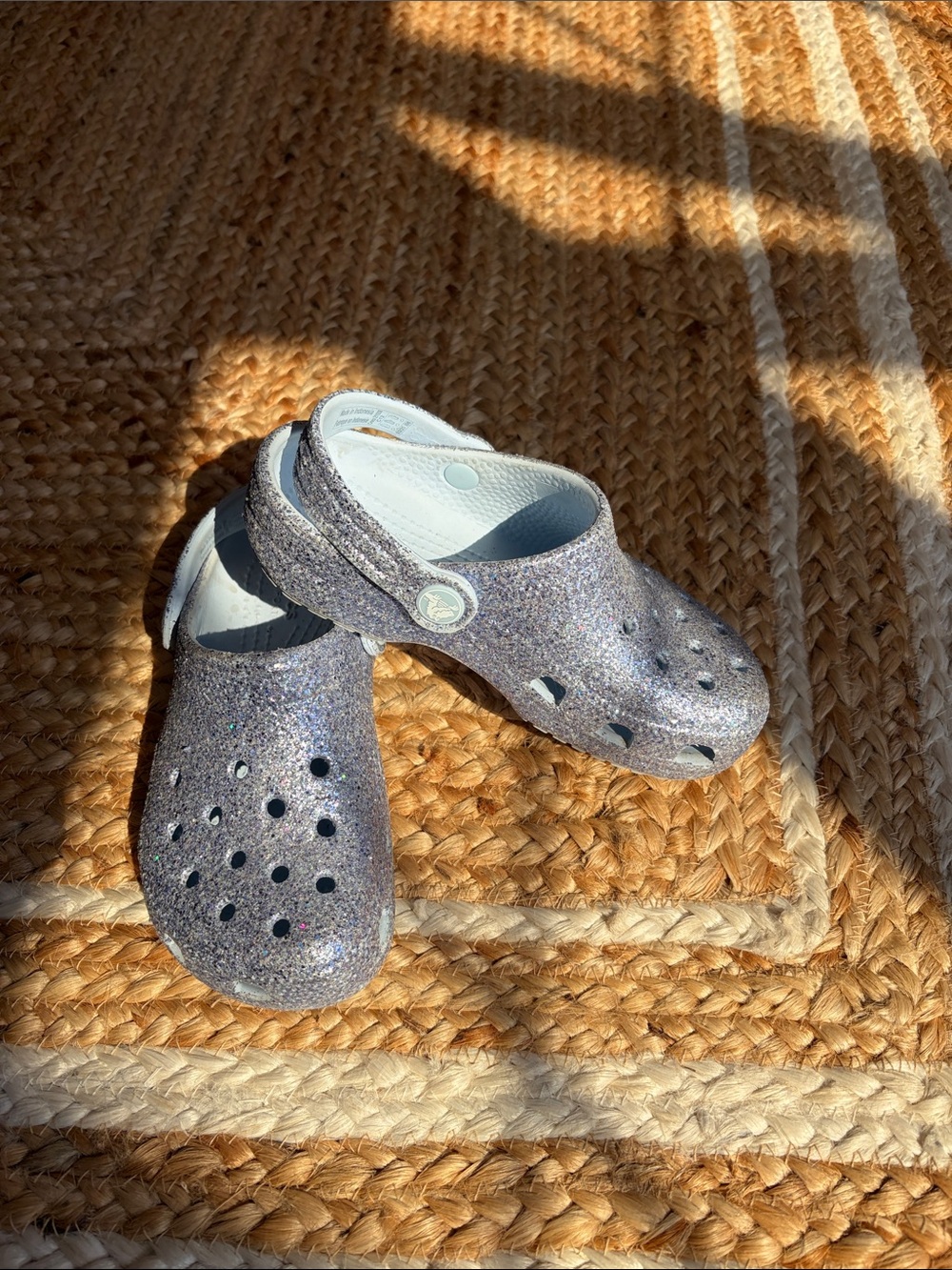 CROCS Kids Glitter Clogs - Silver Glitter